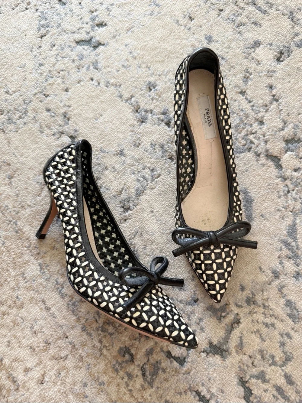 Prada Laser Cut Leather Pumps Sz 36 / 6 US